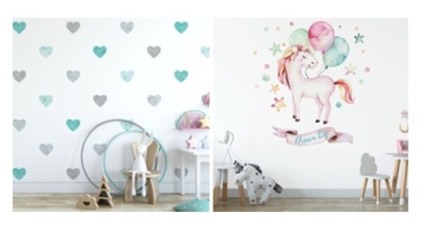 Collectie milieuvriendelijke muurstickers geïnspireerd op waterverf