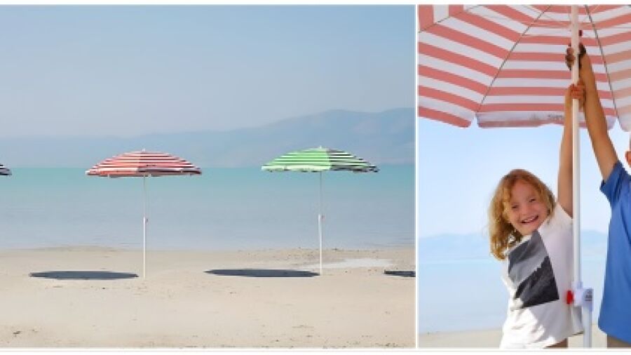 Strandparasol van UV-Fashions biedt verkoeling én bescherming