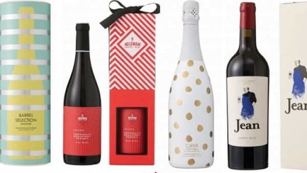 Negen verschillende wijnen met eigen verpakking als kant en klaar cadeau