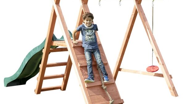Speeltoestel van duurzaam hout voor de kleine tuin