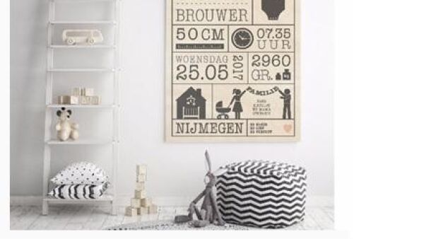 Geboorteposters nu ook op hout verkrijgbaar