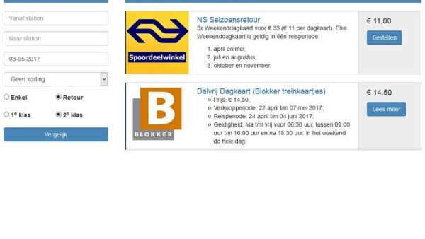 Vergelijker voor treinkaartjes gelanceerd