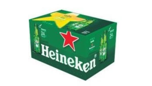 veiligheidswaarschuwing Heineken doos met 24 flesjes van 25 cl met draaidop