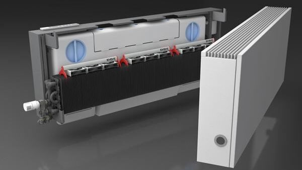 Warmteterugwinningsradiator regelt ventilatie middels twee technologieín