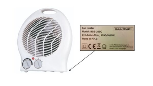Productwaarschwing ventilatorkachel A.I.&E.