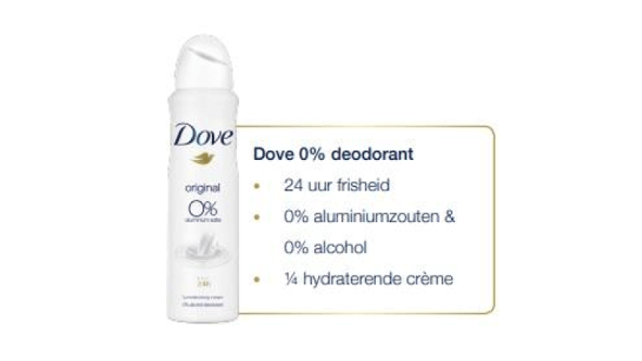 Dove 0% Deodorant, zonder aluminiumzouten