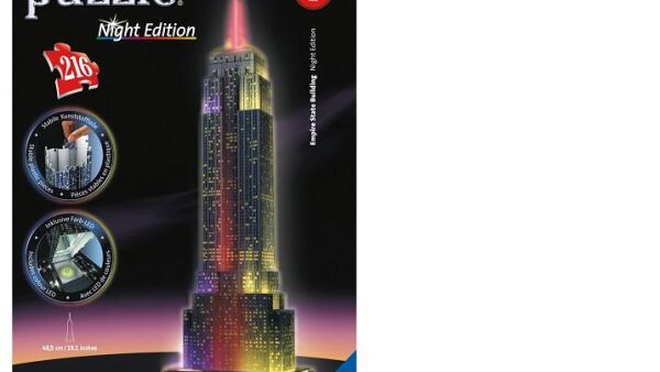 Nieuw: 3D Puzzel ‘Empire State Building by night’ Led lampjes zorgen voor een schitterend effect!