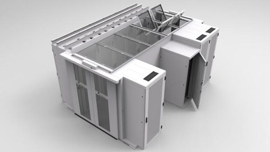 Modulair datacenter scheidt warme en koude luchtstromen energie-efficiínt van elkaar