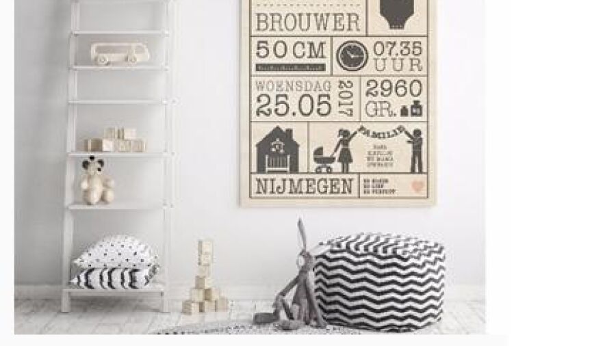 Geboorteposters nu ook op hout verkrijgbaar