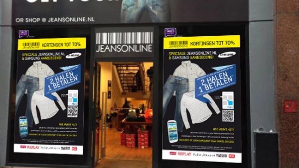 Het nieuwe winkelen NFC-activatie op Samsung smartphones bij JeansOnline