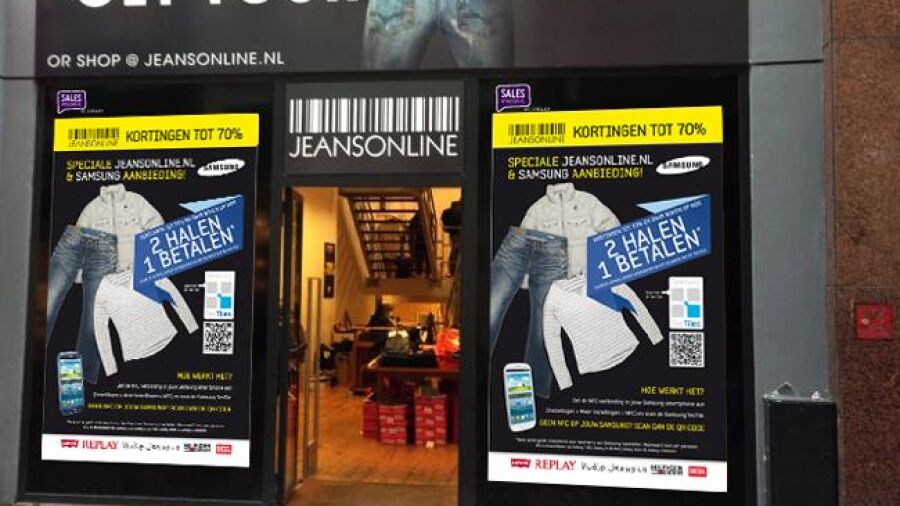 Het nieuwe winkelen NFC-activatie op Samsung smartphones bij JeansOnline
