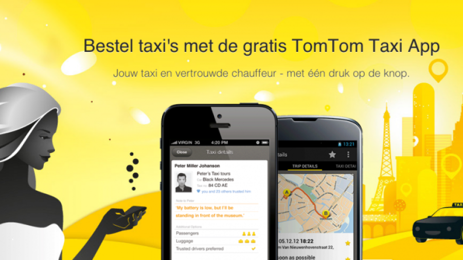Snel en makkelijk een taxi bestellen met gratis TomTomTaxi app
