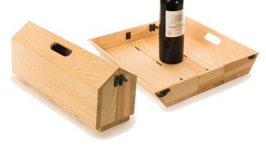 Luxe houten wijnkist en dienblad in í©í©n