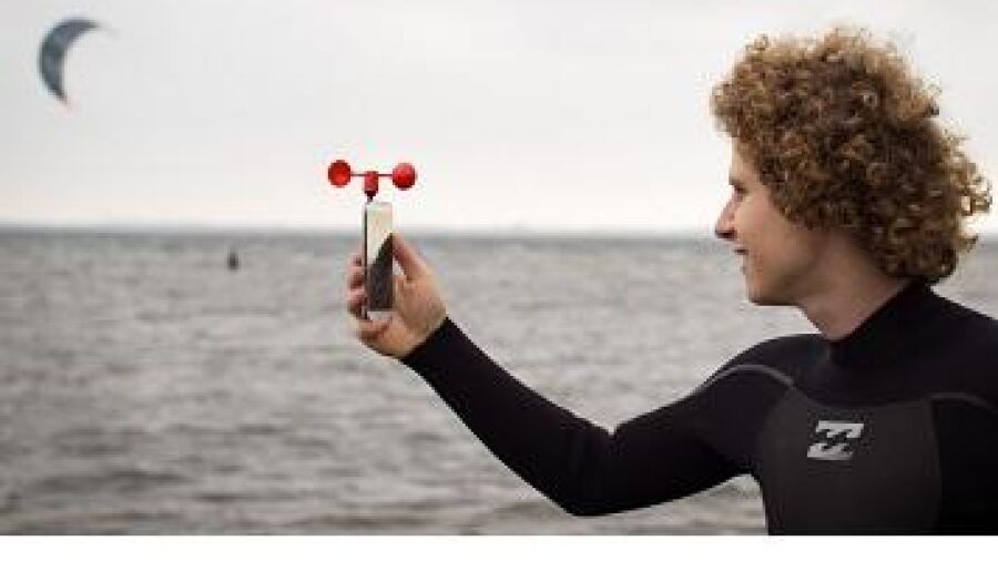 Gadget voor fanatieke windliefsporters: een windmeter voor de mobiele telefoon